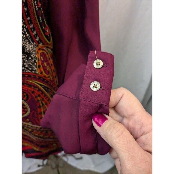 Dana Buchman Blouse Women's 4 Multi Paisley Print Career Top Corpcore Romantic - Picture 6 of 11